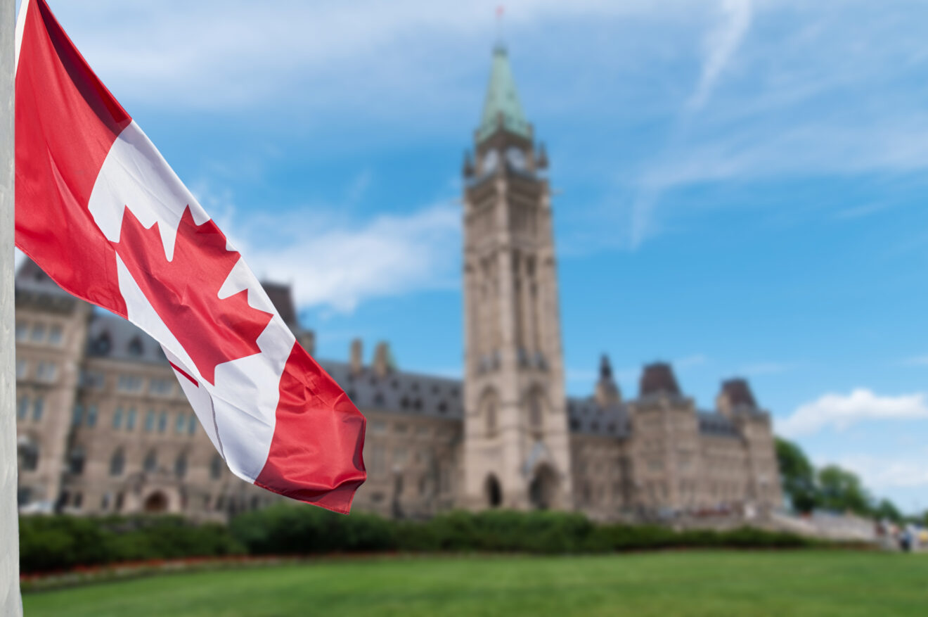 shutterstock 747320902 Canada Flag in front of Parliament